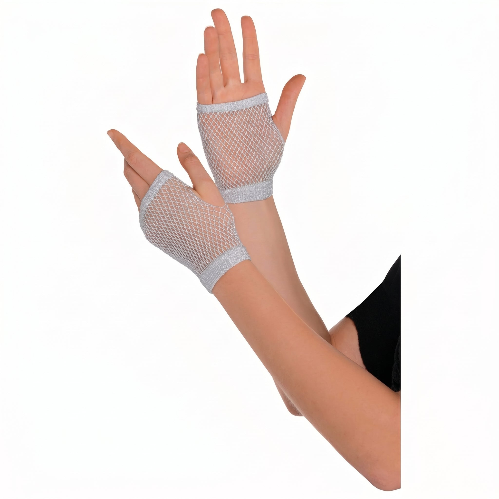Silver Fishnet Short Gloves - Team Spirit Accessories