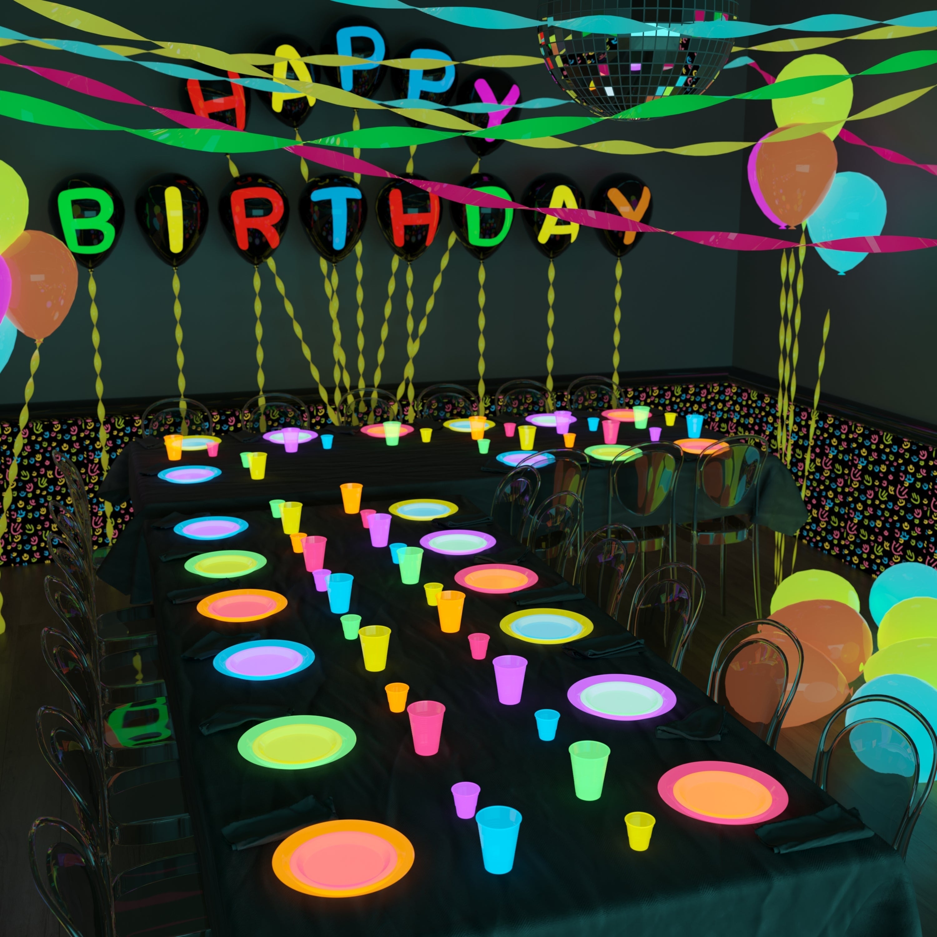 Little Gym - 7 In. Neon Assorted Color Plastic Plates - 60 Ct.