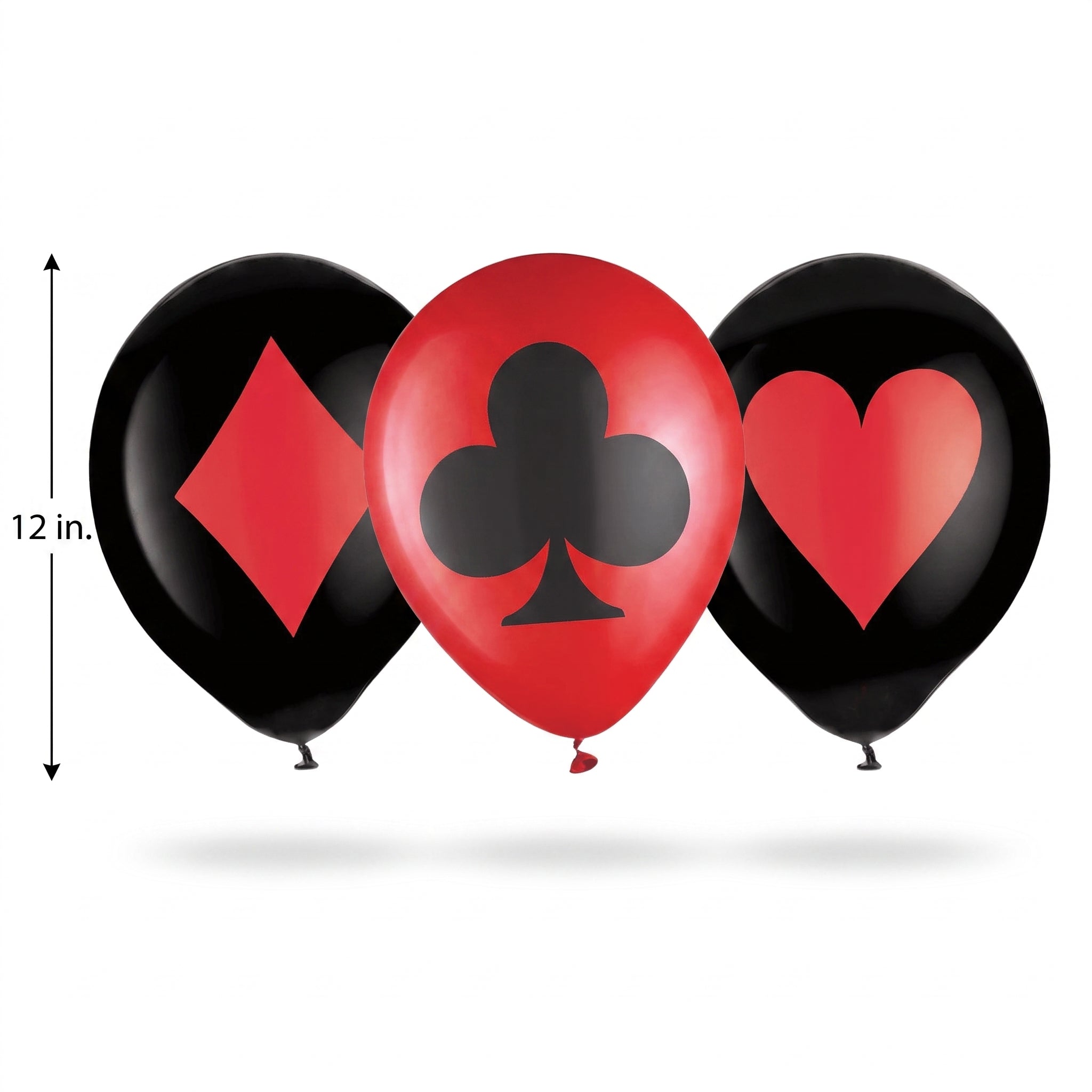 Casino Theme Printed Latex Balloons, Black & Red, 6-Pack