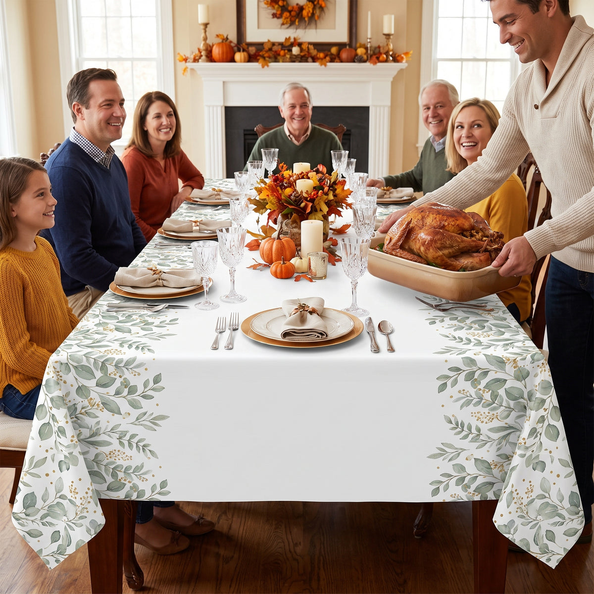 Simply Thankful Thanksgiving Plastic Table Cover