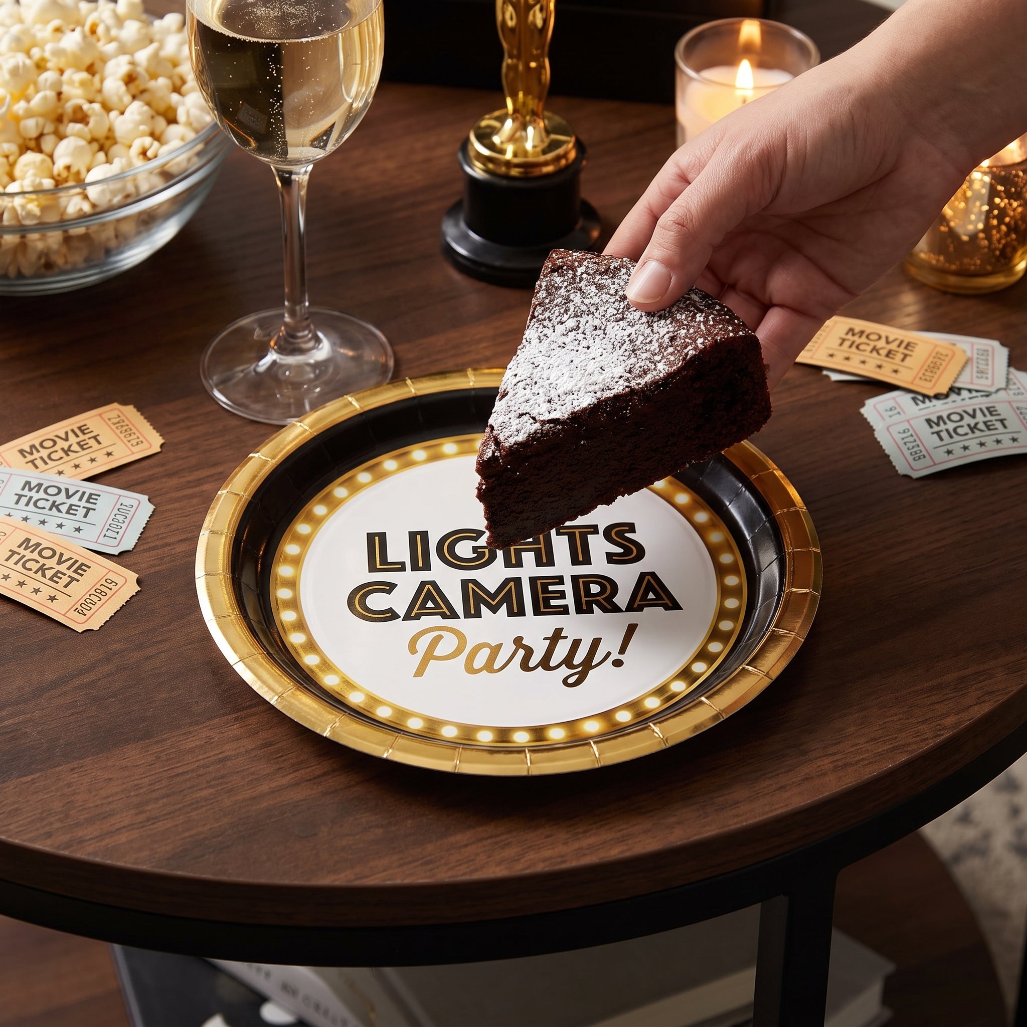 Hollywood Awards Night Dessert Plates - 6.75" Round, 8 Pack