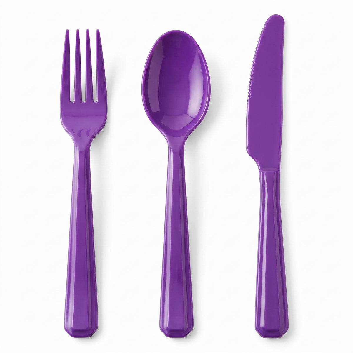 Purple Assorted Plastic Cutlery Set - 7.5 in. - 24 Pack