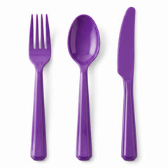 Purple Assorted Plastic Cutlery Set - 7.5 in. - 24 Pack