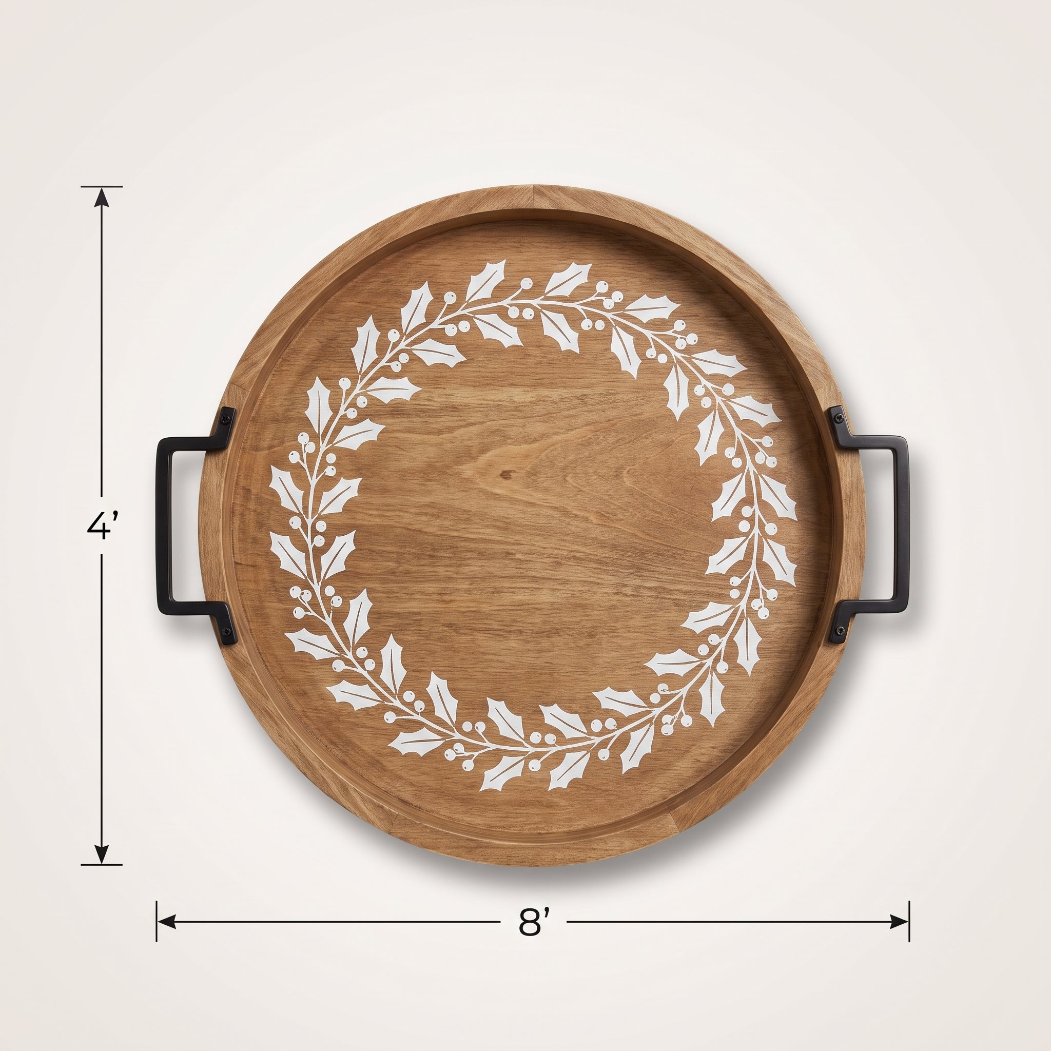 Rustic Christmas Holly Border Tray