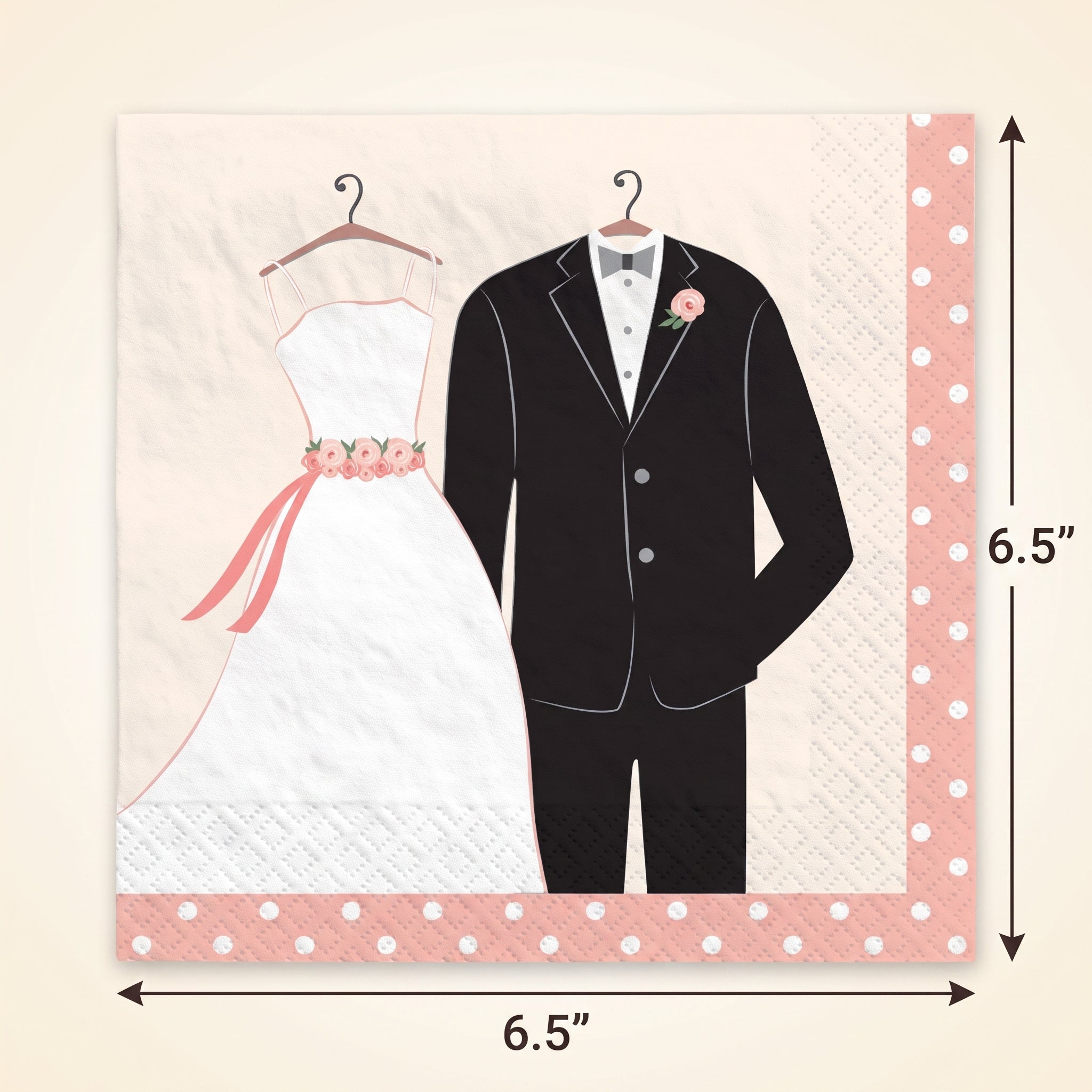 Elegant Wedding Attire Luncheon Napkins - 6.5 In. x 6.5 In.