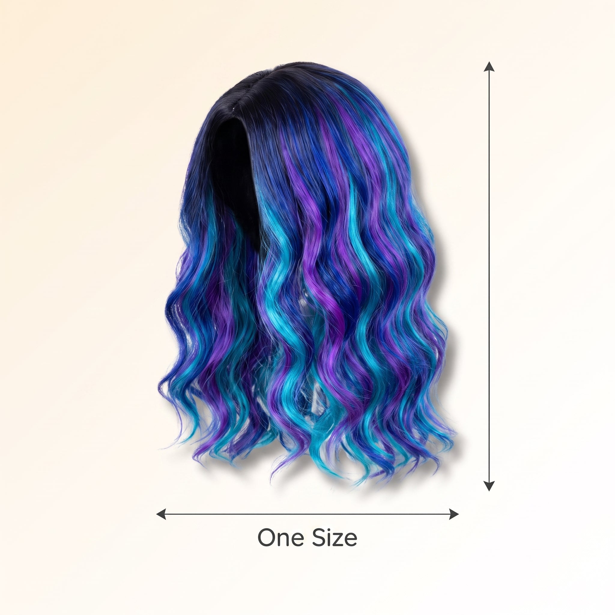 Halloween Oil Slick Wavy Wig - Blue, Purple & Turquoise