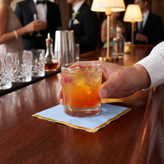Elegant Blue Beverage Napkins with Gold Foil Accent - 5 In. X 5 In.