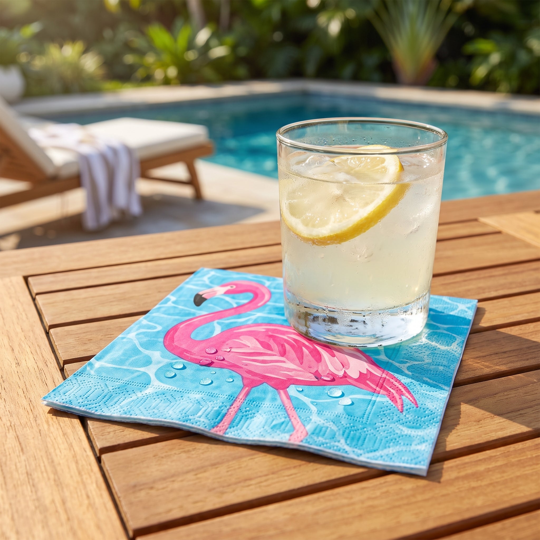 Summer Cool Pool Flamingo Beverage Napkins, 40-ct - 5 In. X 5 In.