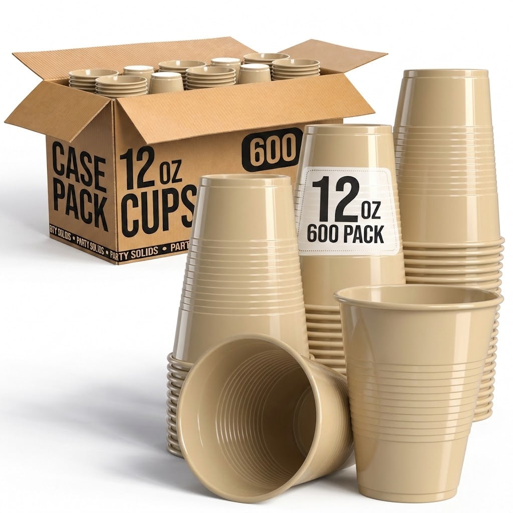 12 Oz. Ivory Plastic Cups | Case of 600