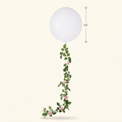 Pink Floral Balloon Tail with 24-Inch Balloon