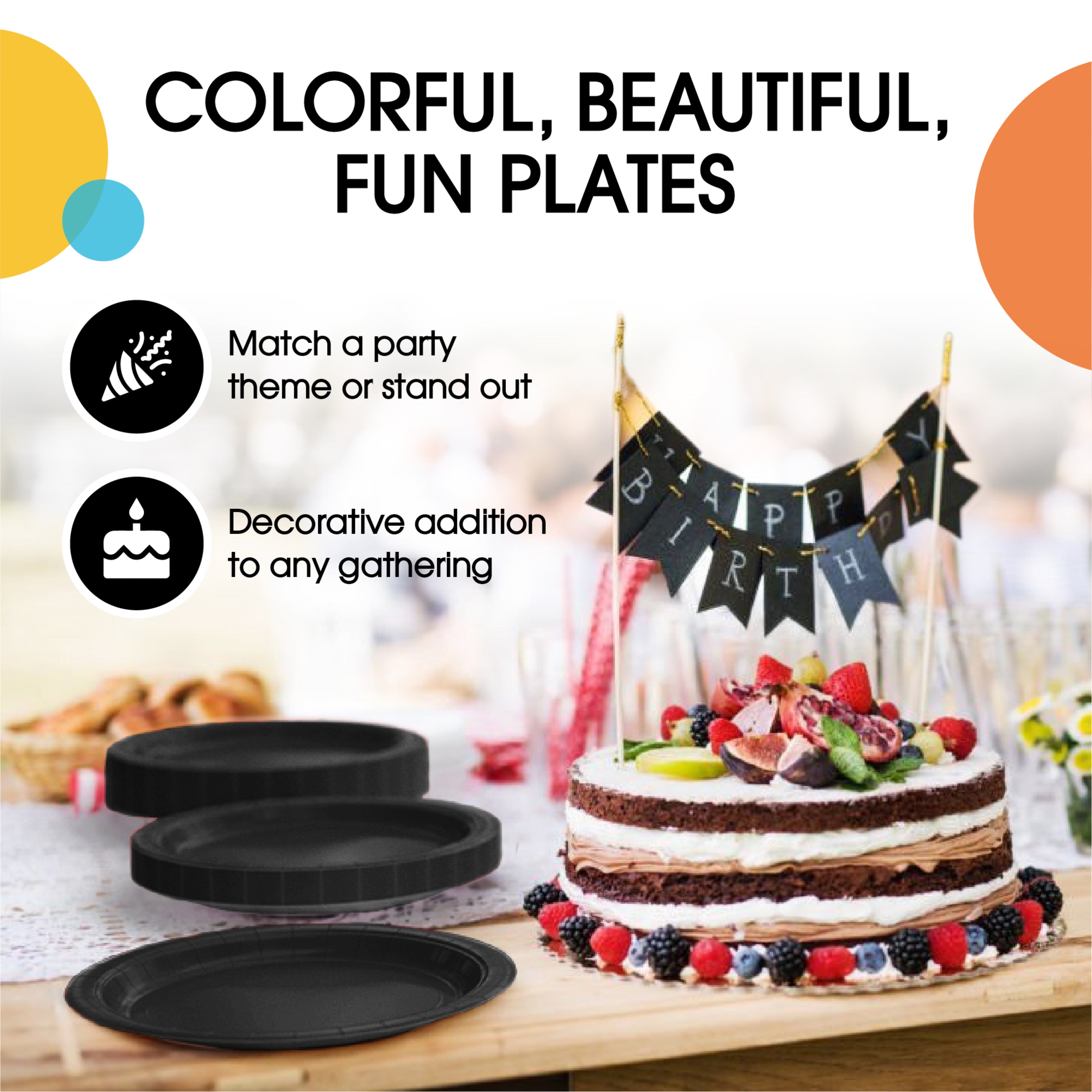 10 In. Black Paper Plates | 100 Count