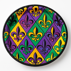 Fleur-de-Lis Mardi Gras Paper Dessert Plates, 7-Inch, 18 Pack