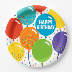Balloon Celebration 7-Inch Paper Dessert Plates, 60-Pack