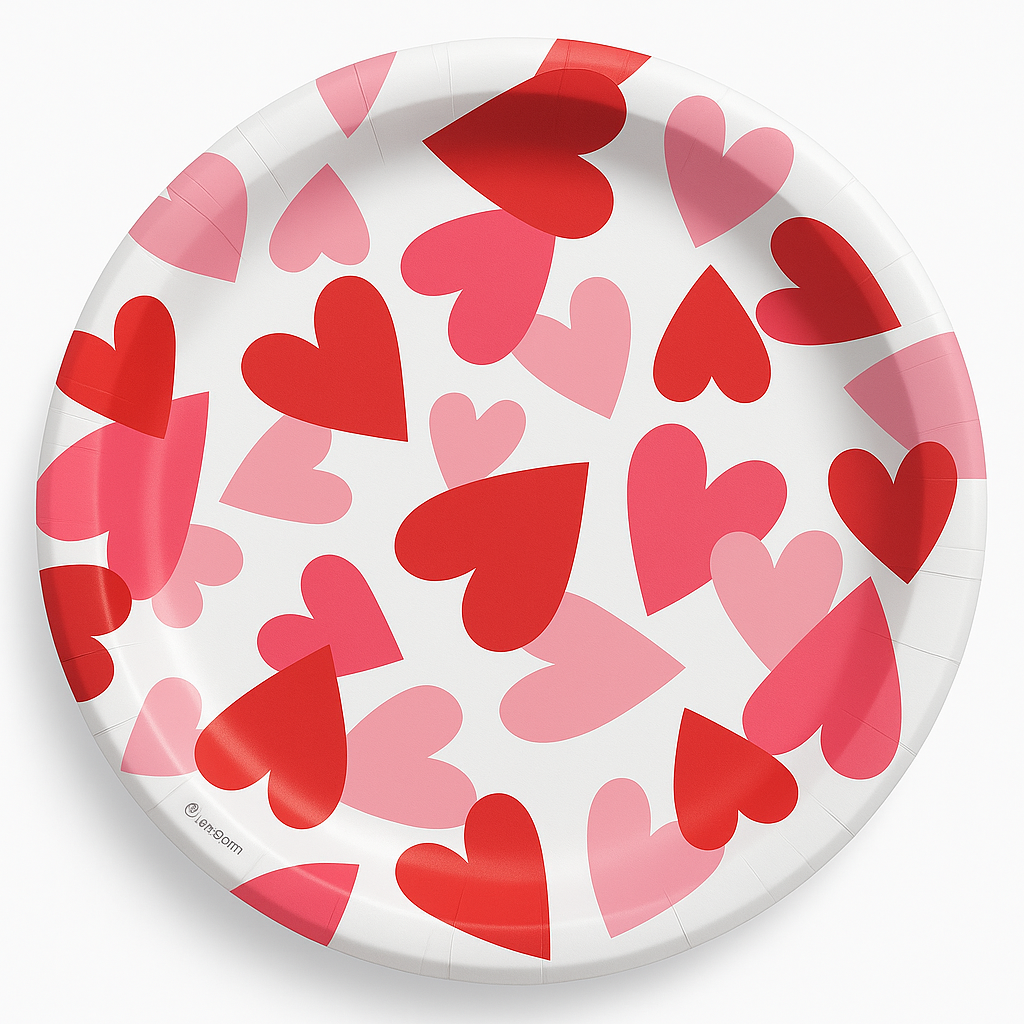Valentine's Day Heart Party Paper Plates - 7-Inch, 20 Pack