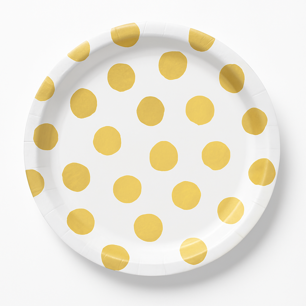 Elegant Gold Motif Round Paper Plates - 6.75 Inch