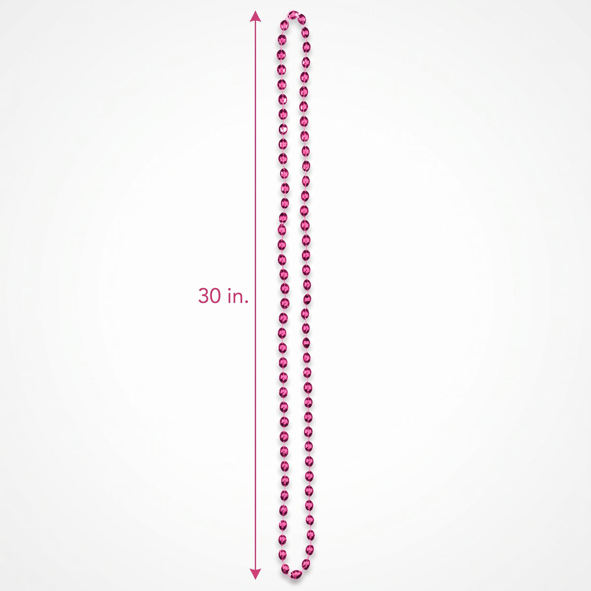 Bright Pink Metallic Bead Necklace - 30" Party Accessory
