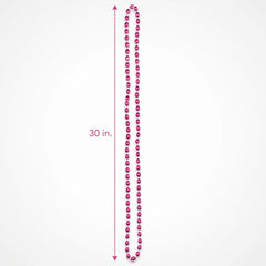Bright Pink Metallic Bead Necklace - 30" Party Accessory