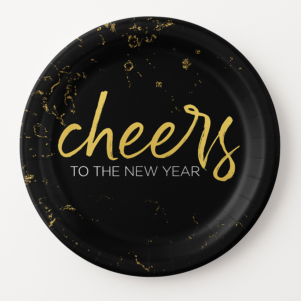 "Cheers To The New Year" 6.75-Inch Round Paper Plates - 20 Pack