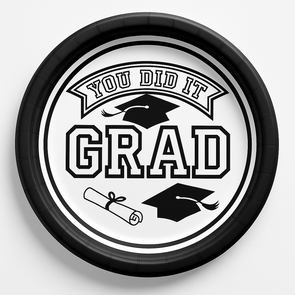 "You Did It Grad" Round Paper Dessert Plates - 6.75", 20-Pack