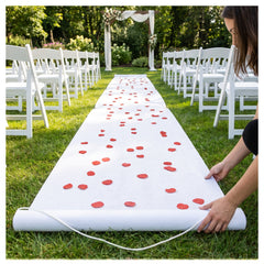 Elegant White Wedding Aisle Runner with Floral Design - 3x100 ft