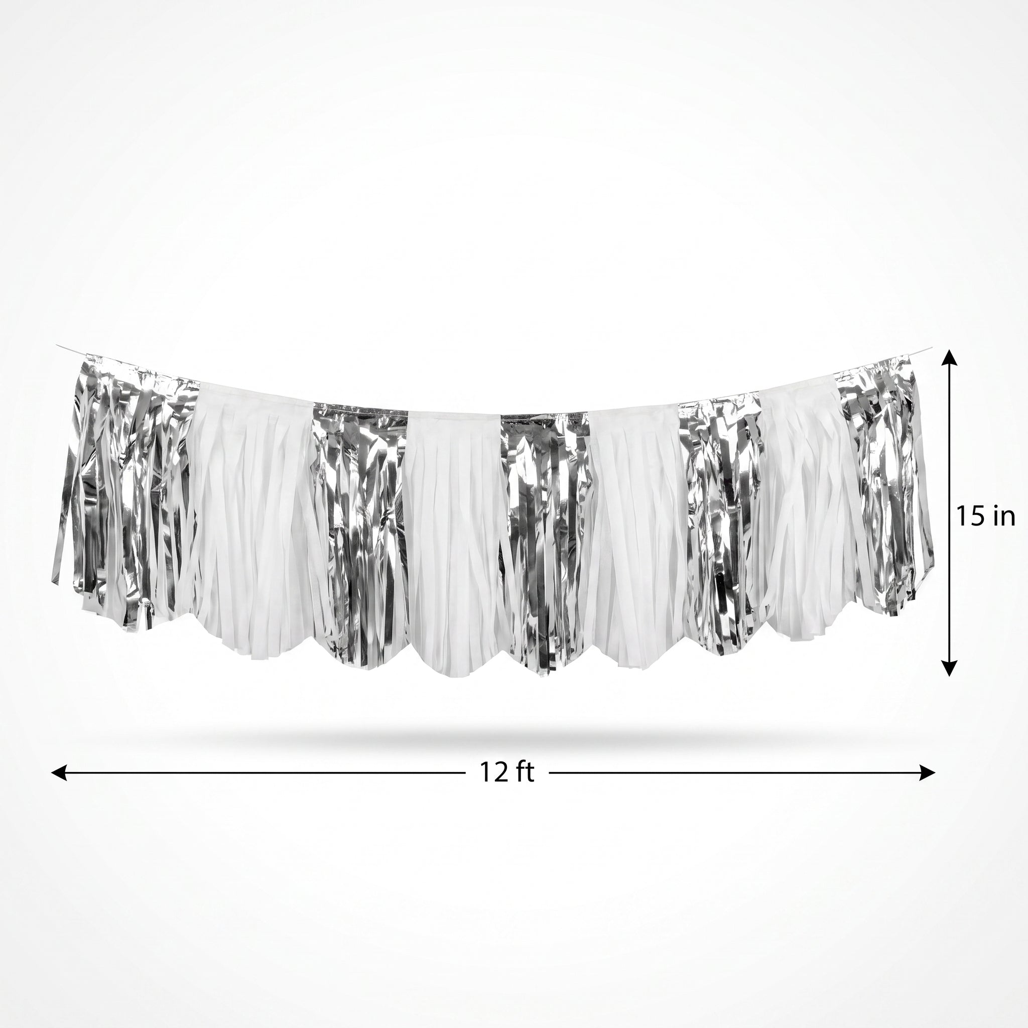 Silver Foil & Tissue Hanging Garland Decoration - 12 ft