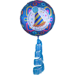 Festive Birthday AirWalker Foil Balloon with Fringe
