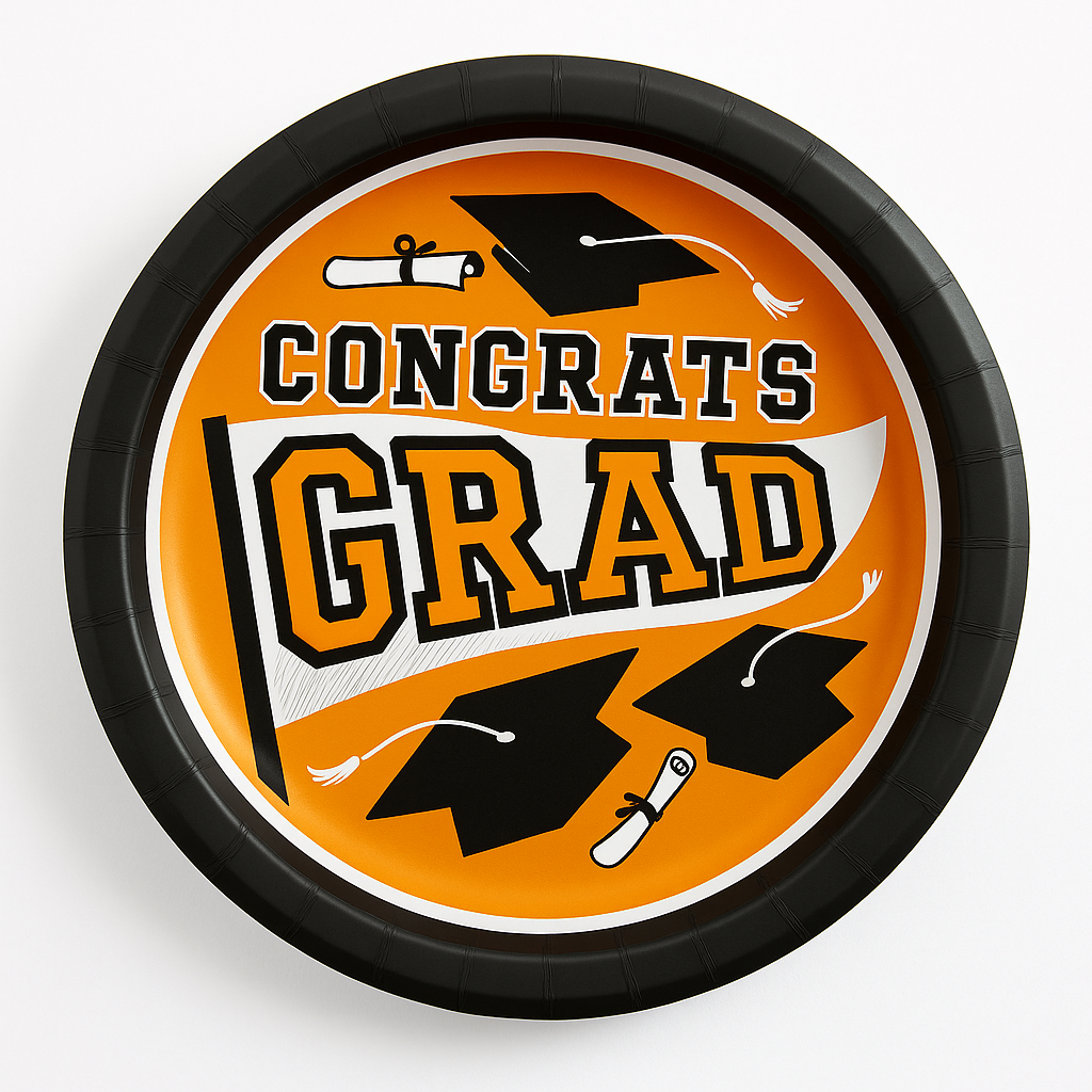 True to Your School Graduation Party Plates - 8.5" Round, Orange