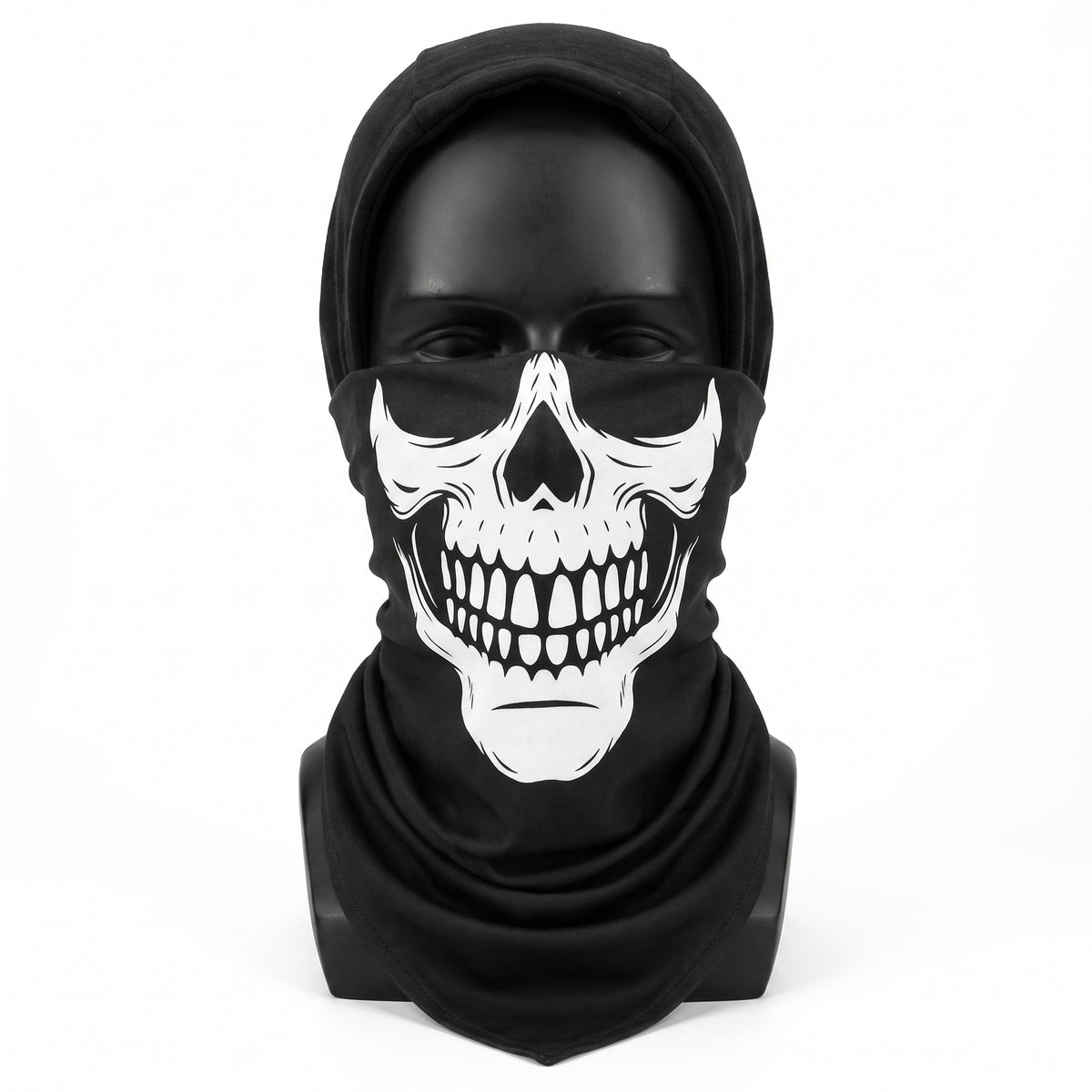 Skull Face Bandana Mask - Black/White Halloween Costume Accessory