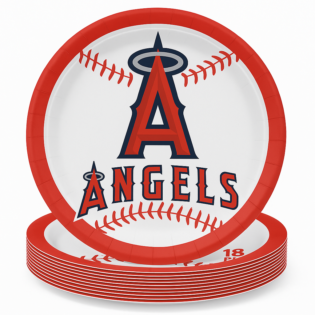 Los Angeles Angels 9" Round Paper Plates - 18 Pack