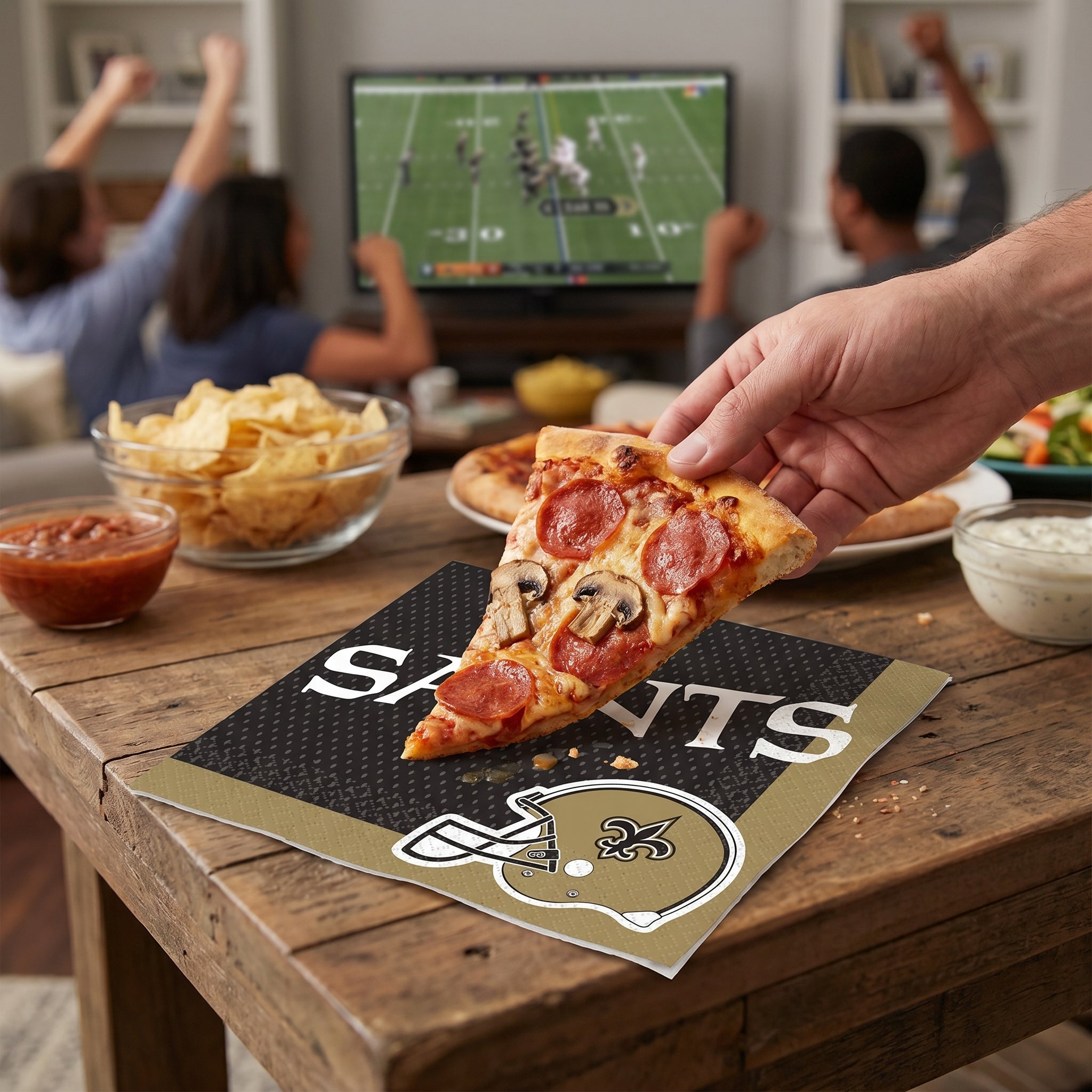 New Orleans Saints Lunch Napkins - NFL Party Supplies with Team Helmet Design, 6.5 In Paper Napkins for Tailgates, Game Day, Birthdays