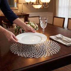 Elegant Blossom Vinyl Placemat with Metallic Finish, 15.5-Inch