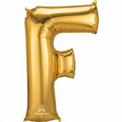 Gold Foil Letter F Balloon - Metallic Mylar Party Decoration