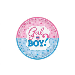 "Girl or Boy?" 10.5" Gender Reveal Paper Plates - 8 Pack