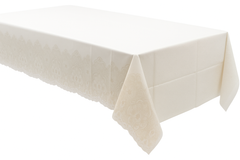 Elegant White Lace Plastic Table Cover - 54" x 108"