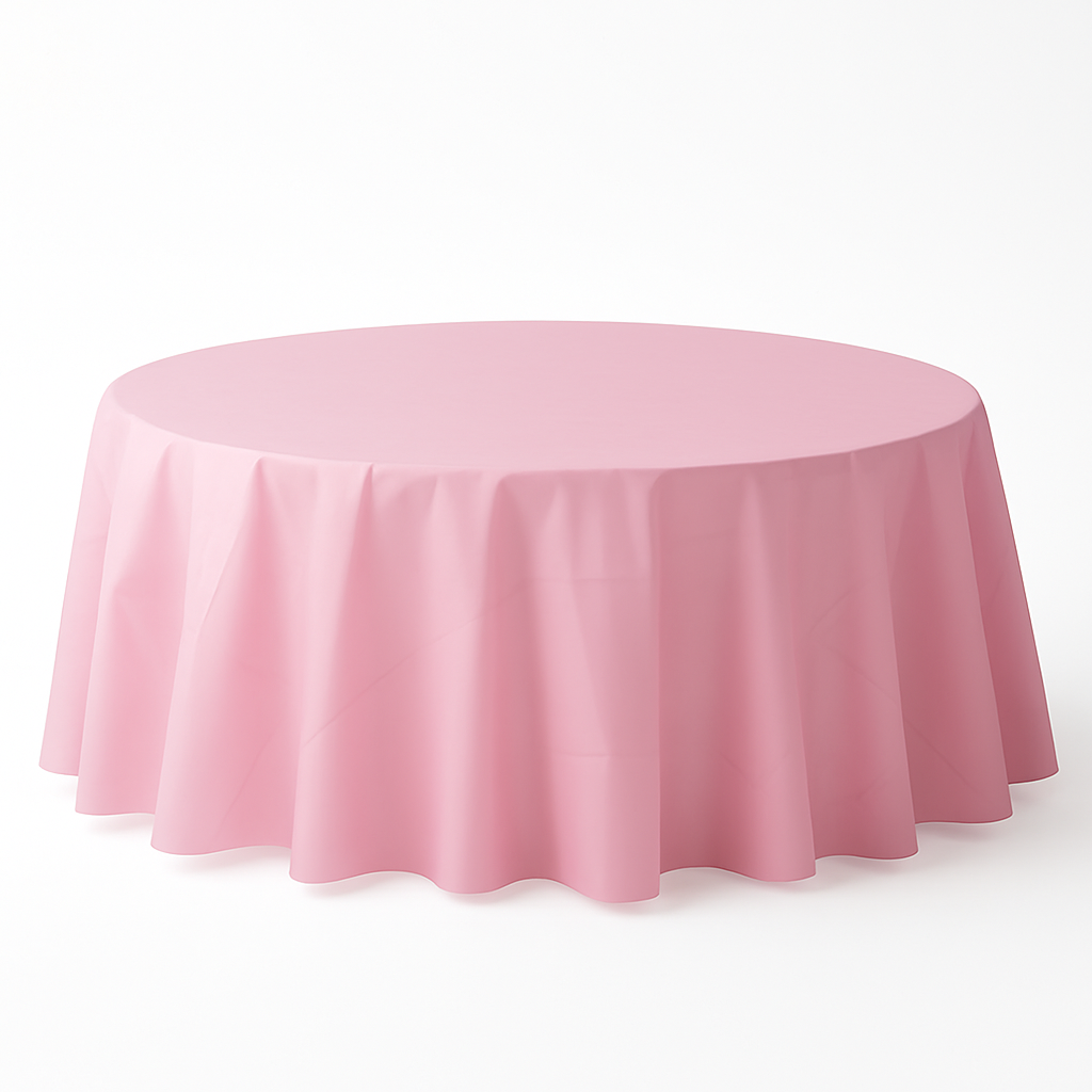 New Pink 84" Round Plastic Table Cover