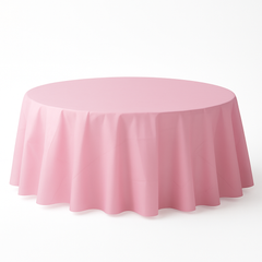 New Pink 84" Round Plastic Table Cover