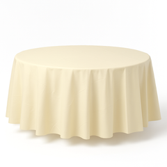 Vanilla Cr√®me 84" Round Plastic Table Cover