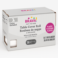 Frosted White Plastic Table Cover Roll with Cutter, 40" x 126'