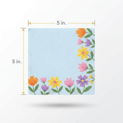 Floral Spring Beverage Napkins - 2-Ply - 5 In. X 5 In.