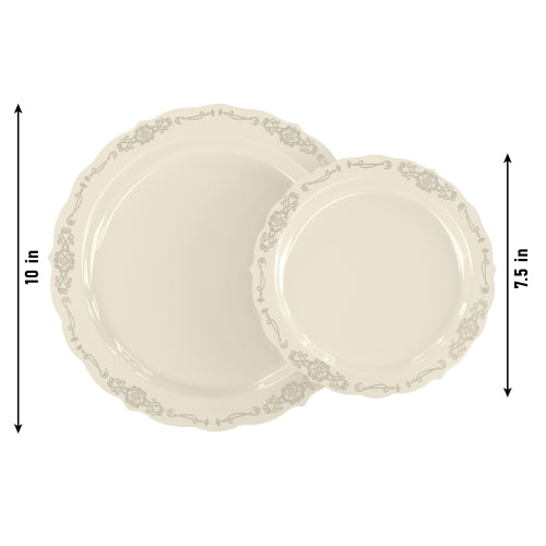 Ivory Victorian Design Plates | Combo Pack 40/40