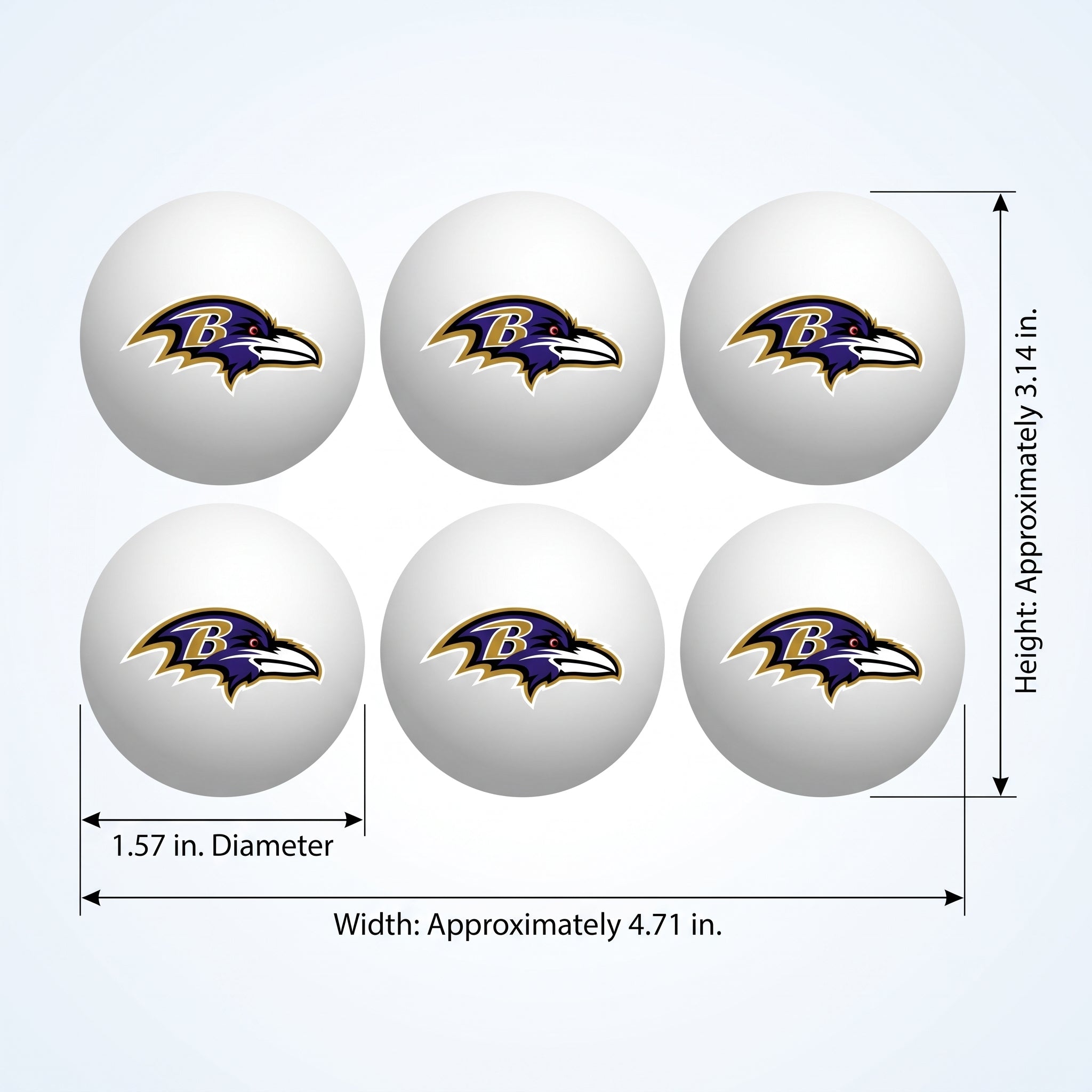 Baltimore Ravens Ping Pong Balls 6-Pack