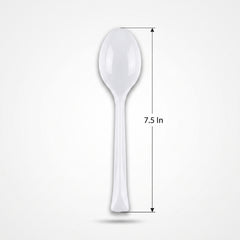 Frosty White Heavy-Duty Plastic Spoons - 7.5 in. - 50 Pack