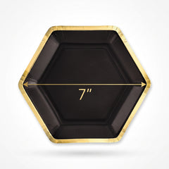 Black Metallic Hexagon 7" Appetizer Plates