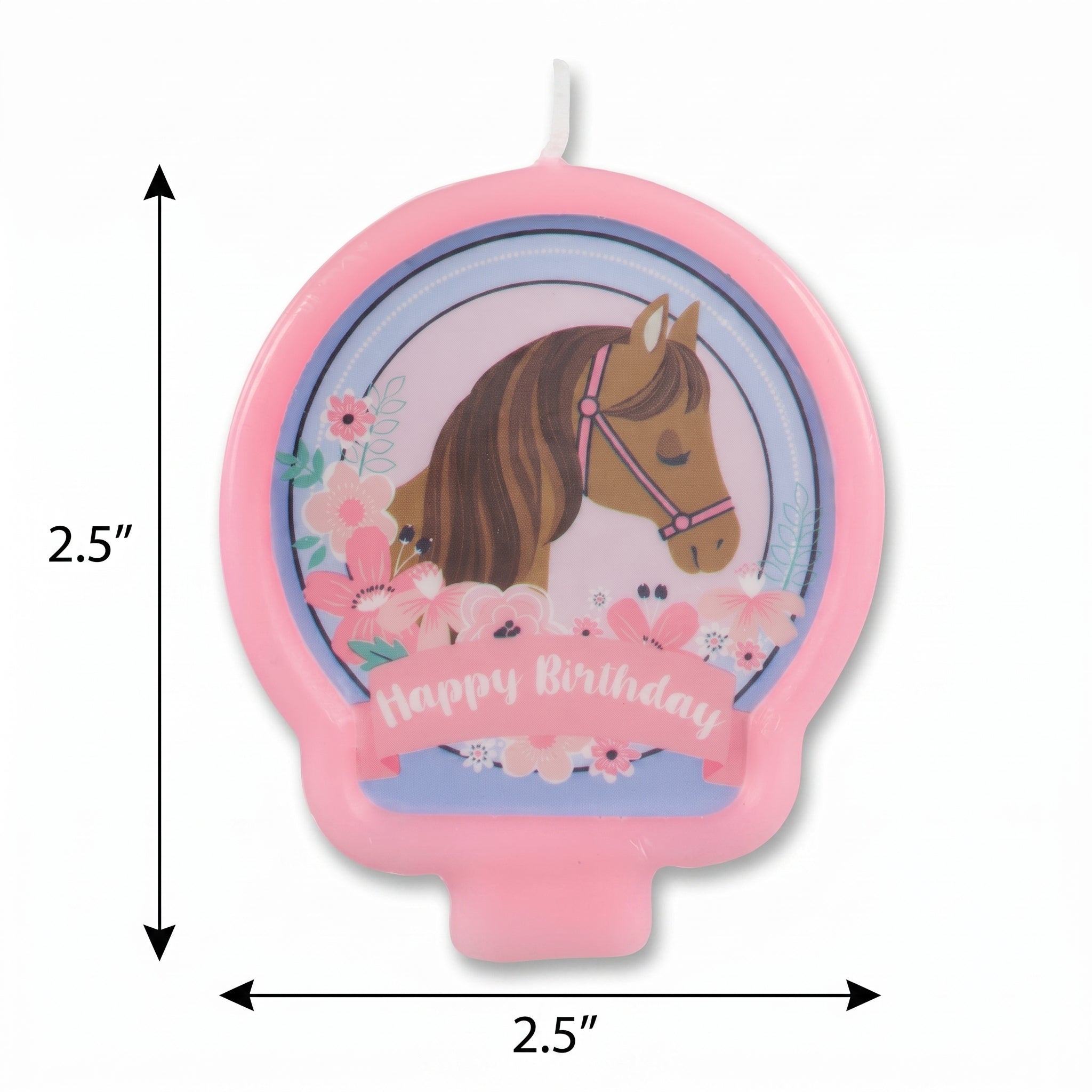 Saddle Up Horse Birthday Candle, Pink/Blue, 1.25-in