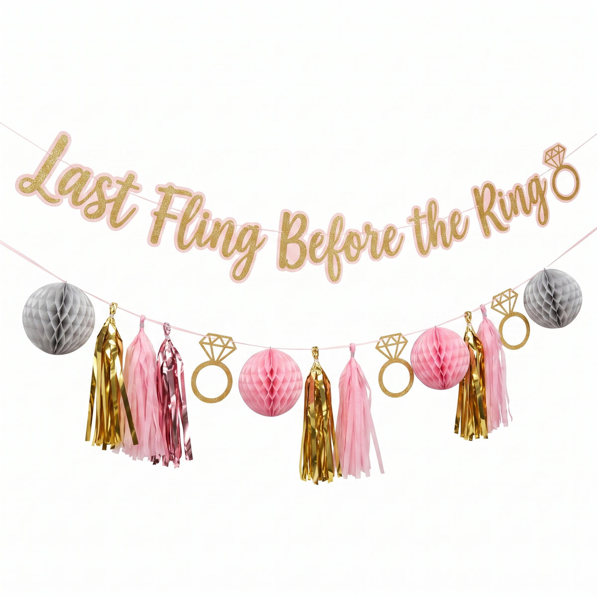 Glitter "Last Fling Before the Ring" Banner Decoration - 2 Pack