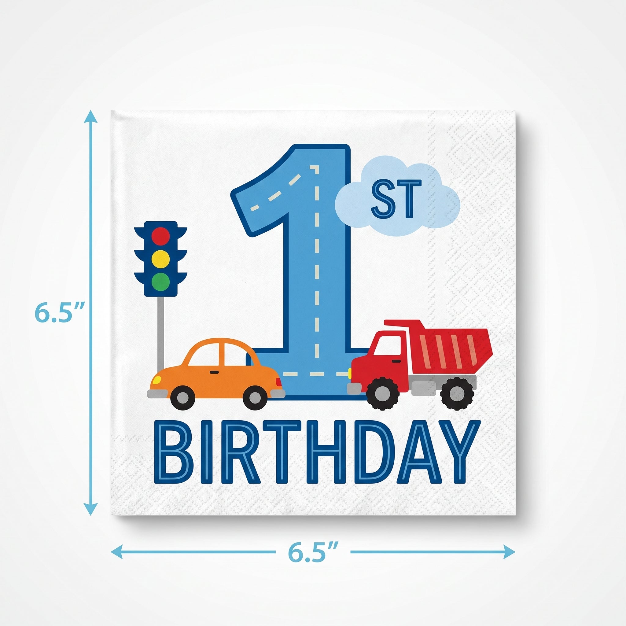 On the Road 1st Birthday Lunch Napkins - 6.5 In. x 6.5 In.