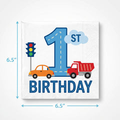 On the Road 1st Birthday Lunch Napkins - 6.5 In. x 6.5 In.