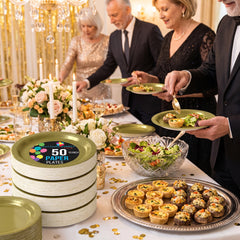 10" Gold Solid Color Paper Plates - Pack of 10