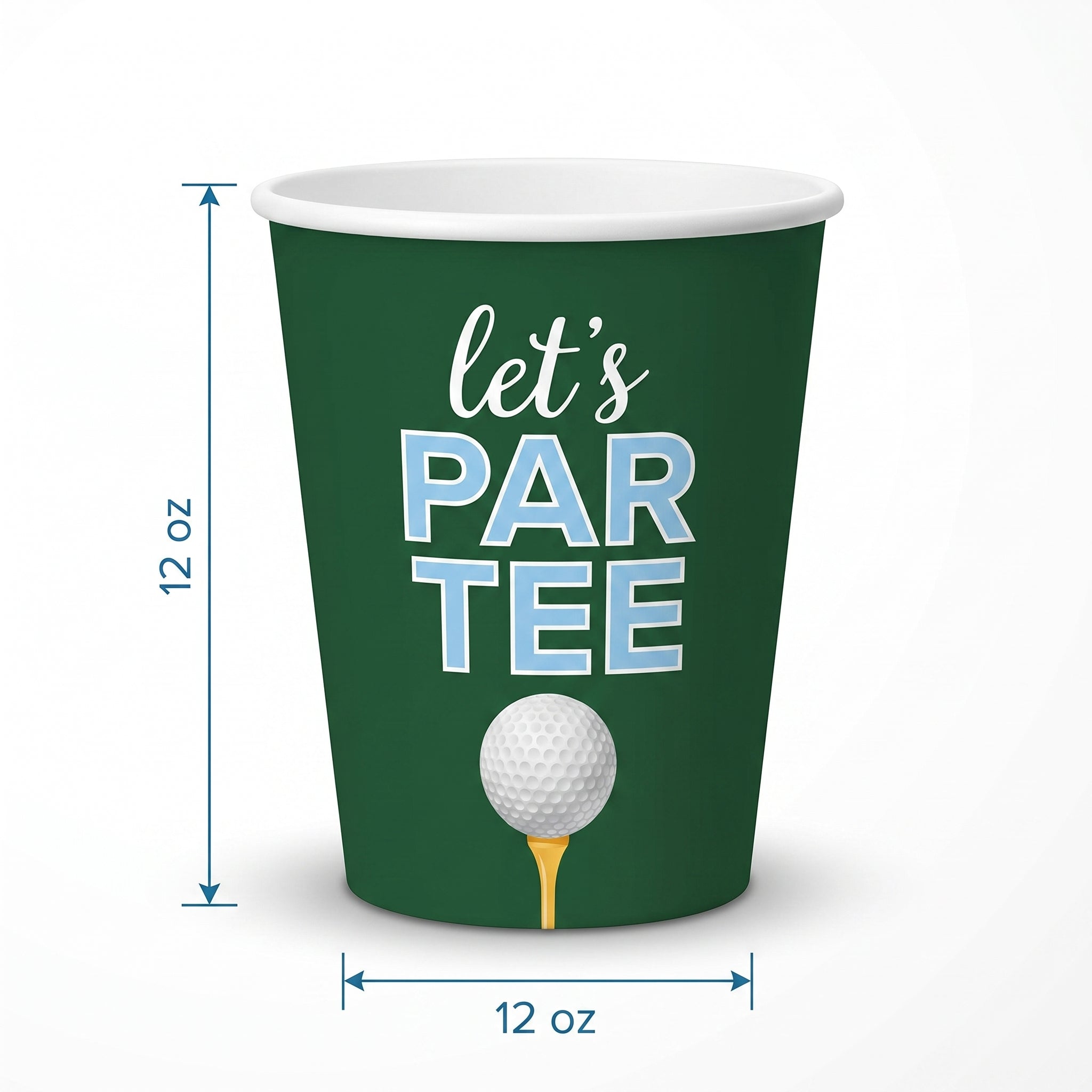 "Let's Par Tee" Golf Paper Cups, 12 oz, 20 Pack