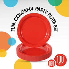 10 In. Red Paper Plates | 100 Count